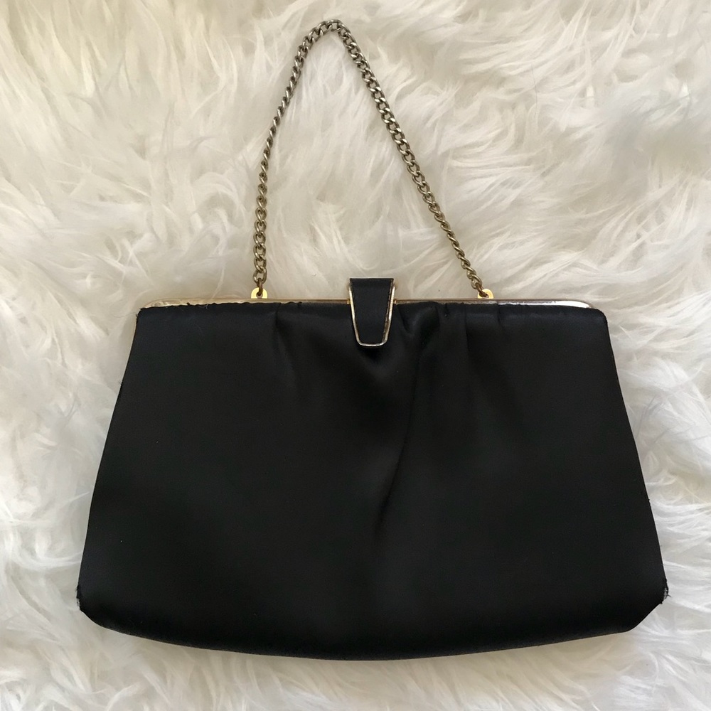 Vintage black and gold clutch purse